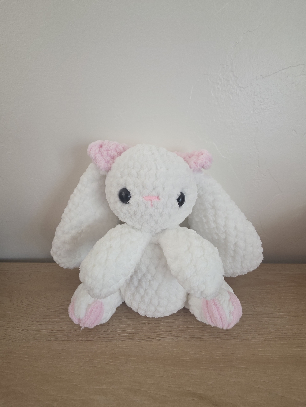 Hand Made Crochet Bunny White & Pink Bunny Plushie Toy